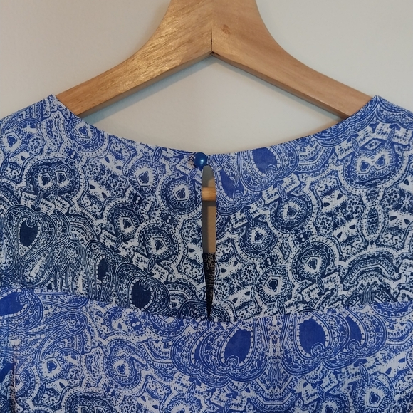 Anthropologie HD in Paris Sun Garden Tank Blue Paisley Size 6 - Picture 5 of 8